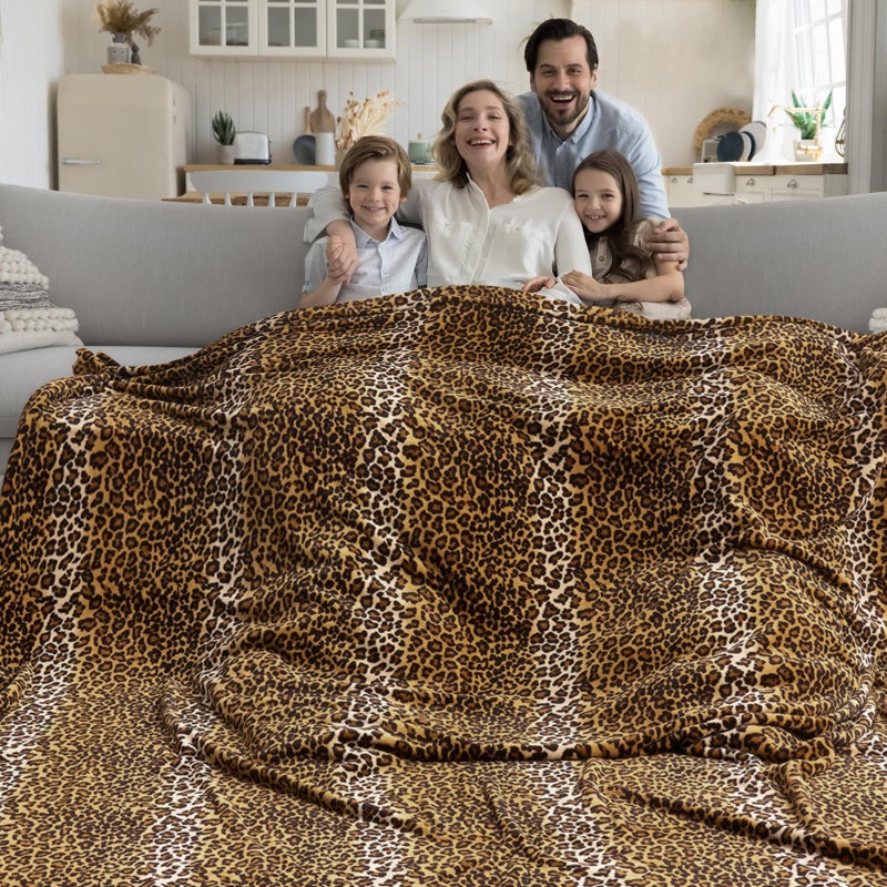 Edenleaf Fleece Queen Size Super Soft Cozy Leopard Print Blanket for Couch Bed, Cheetah Print Blanket for All Seasons 90"x90" (Dark Brown) - Image 1