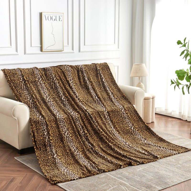 Edenleaf Fleece Queen Size Super Soft Cozy Leopard Print Blanket for Couch Bed, Cheetah Print Blanket for All Seasons 90"x90" (Dark Brown) - Image 5