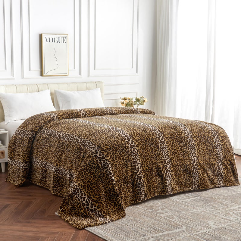 Edenleaf Fleece Queen Size Super Soft Cozy Leopard Print Blanket for Couch Bed, Cheetah Print Blanket for All Seasons 90"x90" (Dark Brown) - Image 3