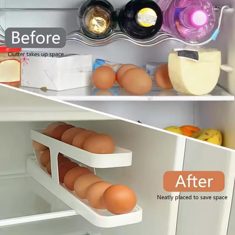 TERXA Double Layer Roll Down Egg Dispenser 2 Tier Rolling Egg Container Space Saving Automatic Rolling Holder Egg Storage Rack For HomeKitchenRefrigeratorCabinet Pack of 1Multicolor - Image 4