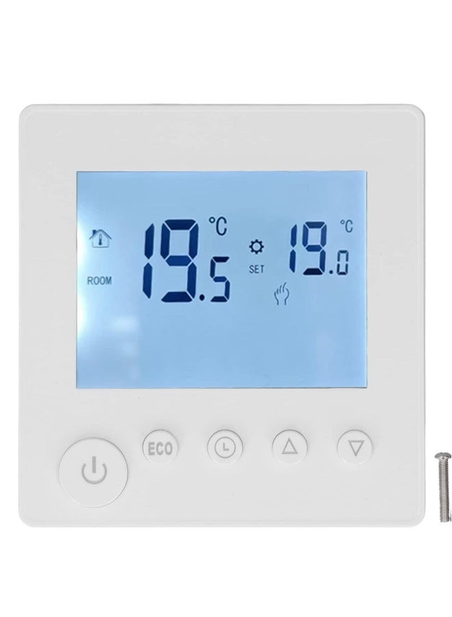 Smart Thermostat, 16A LCD Display Non Programmable Thermostat for Home, Digital Thermostat with NTC Temperature Sensor, 2 Wire Thermostat for Heat Control, Ideal for Smart Home