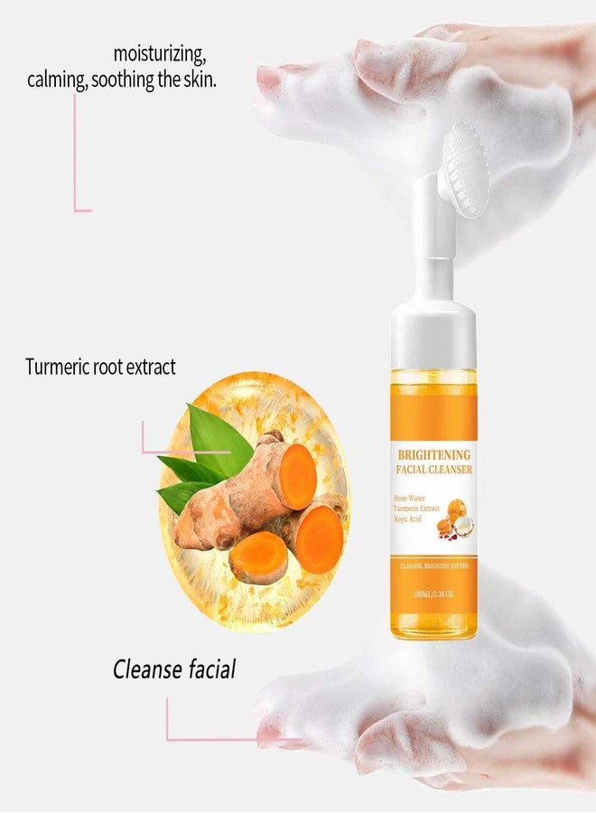 KTouler Turmeric Wash and Care 3 Piece Set,Turmeric Face Wash with Brush,Foaming Facial Cleanser&2Bars of Lemon Soap&20pcs Cleansing Pads&2 Bubble Nets,Facial Kit for Women,3.38 Fl Oz/pcs - Image 5