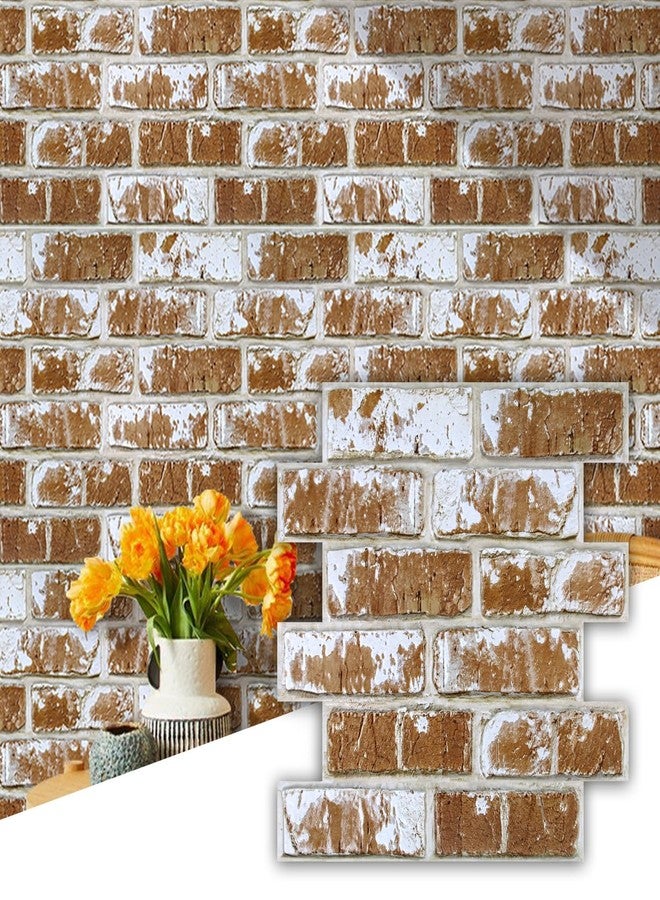 Commomy 3D Faux Brick Wall Panels - 10 pcs 11.8”x 11.8”Small Size PVC Printable Peel and Stick Brick Backsplash Whitewash Brick Wallpaper Wall Tile for Kitchen,Bedroom,Living Room,Fireplace,RV - Image 1