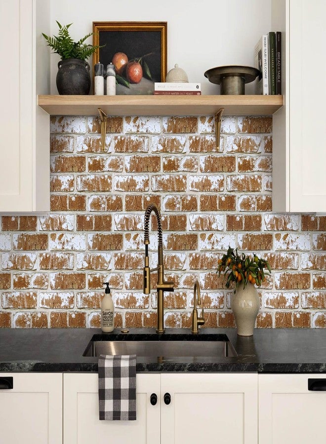 Commomy 3D Faux Brick Wall Panels - 10 pcs 11.8”x 11.8”Small Size PVC Printable Peel and Stick Brick Backsplash Whitewash Brick Wallpaper Wall Tile for Kitchen,Bedroom,Living Room,Fireplace,RV - Image 3