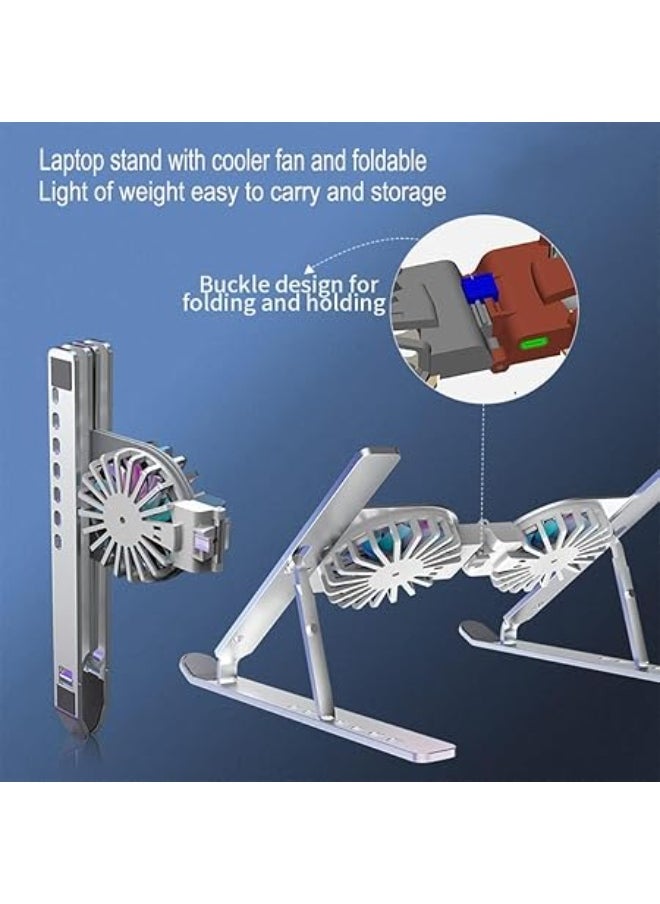 Generic Adjustable Laptop Stand with USB Cooling Fan, Computer Stand with Heat-Vent, Foldable & Sturdy Aluminum Laptop Riser for MacBook Air Pro/Dell XPS/More 10-16" Laptops  - Image 4