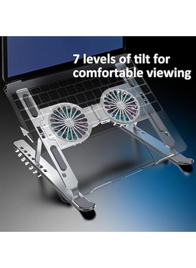 Generic Adjustable Laptop Stand with USB Cooling Fan, Computer Stand with Heat-Vent, Foldable & Sturdy Aluminum Laptop Riser for MacBook Air Pro/Dell XPS/More 10-16" Laptops  - Image 3