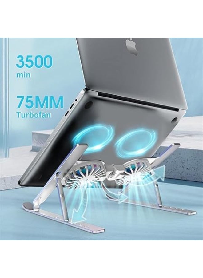 Generic Adjustable Laptop Stand with USB Cooling Fan, Computer Stand with Heat-Vent, Foldable & Sturdy Aluminum Laptop Riser for MacBook Air Pro/Dell XPS/More 10-16" Laptops  - Image 5