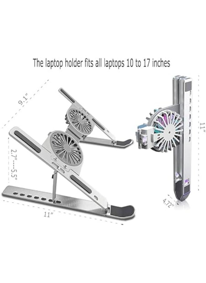 Generic Adjustable Laptop Stand with USB Cooling Fan, Computer Stand with Heat-Vent, Foldable & Sturdy Aluminum Laptop Riser for MacBook Air Pro/Dell XPS/More 10-16" Laptops  - Image 2