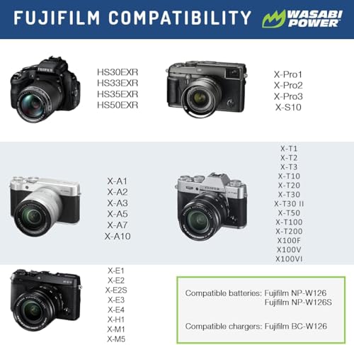 Wasabi Power Battery (4-Pack) for Fujifilm NP-W126 & FinePix HS33EXR, HS50EXR, X-T100, X-T200, X100F, X100V, X-A10, X-E2S, X-E3, X-E4, X-Pro2, X-Pro3, X-T1, X-T2, X-T3, X-T10, X-T20, X-T30, X-T30 II - Image 2