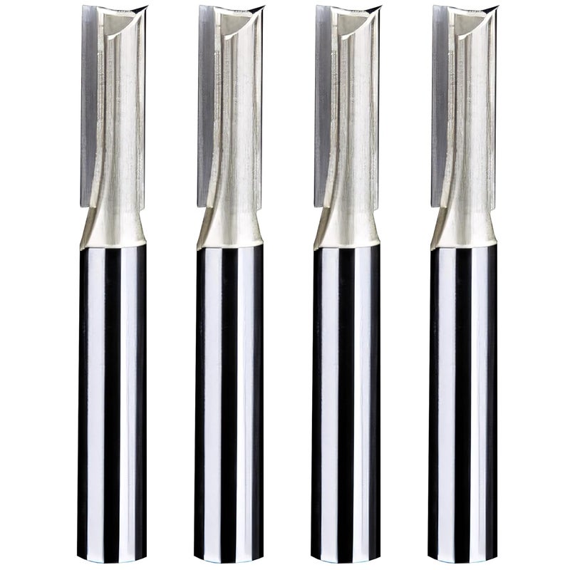 NACX 1/4-inch Shank, 1/4-inch Cutting Dia, 2-Flute Straight Router Bit, Carbide Tipped Plunge Router Bit, 4pcs - Image 1