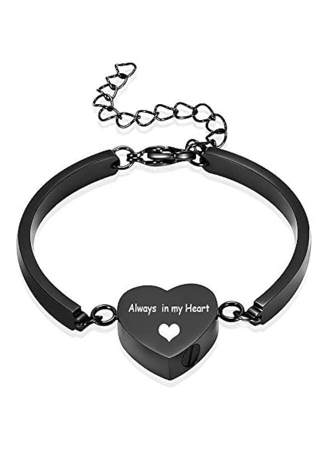Arabest Heart Urn Bracelet for Ashes for Women Men Stainless Steel Cremation Jewelry Memorial Cuff Bangle for Loved Ones -Alway in My Heart - Image 1