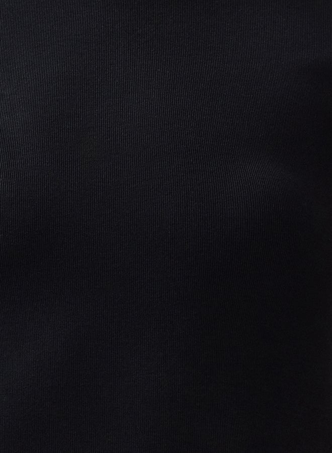 trendyol Black Viscose/Soft Fabric Color Block Fitted Flexible Knitted T-Shirt - Image 4