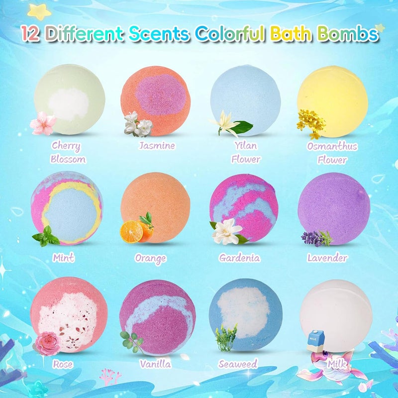 Bath Bombs for Kids with Toys Inside，12 PC Bath Bombs Gift Set with Sea Animals Toys，Safe Natural&NON-TOXIC Bubble Bath,Birthday New Year Gifts for Kids Boys Girls - Image 2