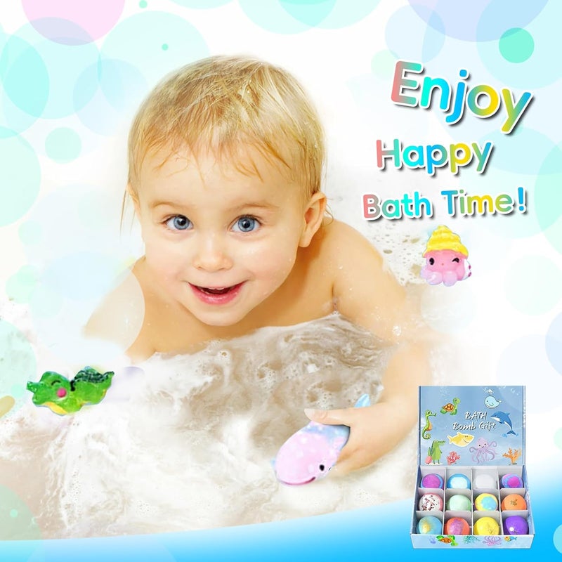 Bath Bombs for Kids with Toys Inside，12 PC Bath Bombs Gift Set with Sea Animals Toys，Safe Natural&NON-TOXIC Bubble Bath,Birthday New Year Gifts for Kids Boys Girls - Image 5