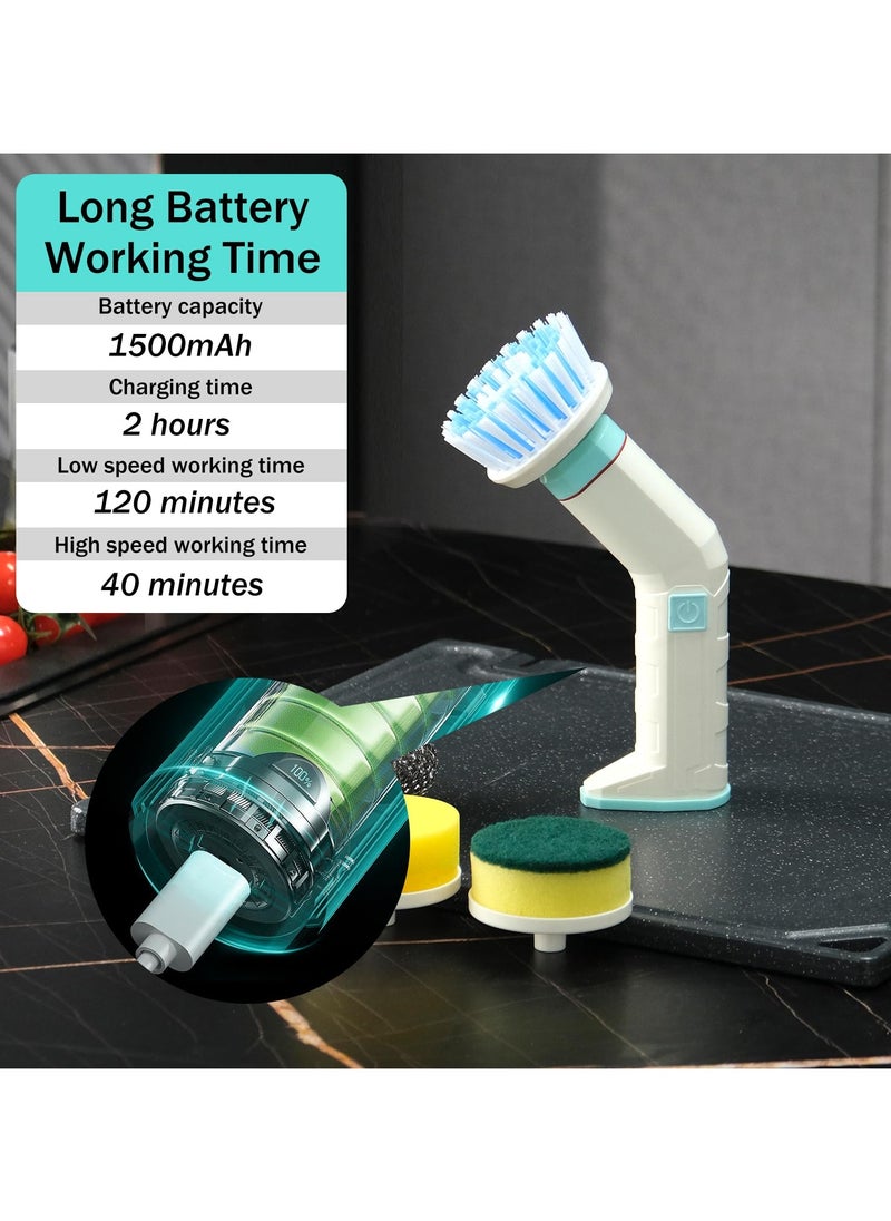 SYOSI Electric Spin Scrubber, Cordless Portable Cleaning brush with 2 Rotating Speeds and 7 Replaceable Brush Heads, Rechargeable, Electric Power Scrubber for Bathroom, Kitchen, Car, Wall, Floor  - Image 4