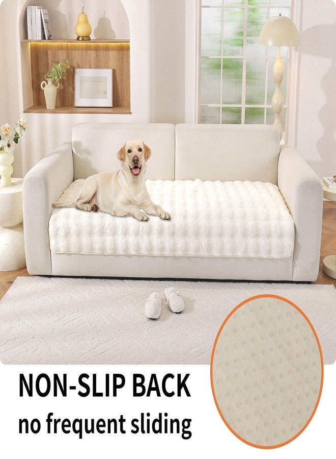 Hittun Waterproof Dog Bed Cover Non Slip Couch Cover for Dogs Washable, Dog Couch Cover Protector Faux Fur Pet Couch Covers for Sofa, Couch Covers for 3 Cushion Couch Sofa Pet Friendly (Off White) - Image 2