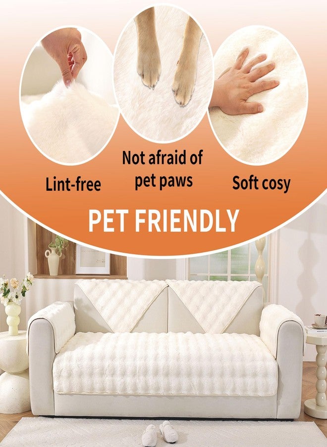 Hittun Waterproof Dog Bed Cover Non Slip Couch Cover for Dogs Washable, Dog Couch Cover Protector Faux Fur Pet Couch Covers for Sofa, Couch Covers for 3 Cushion Couch Sofa Pet Friendly (Off White) - Image 5