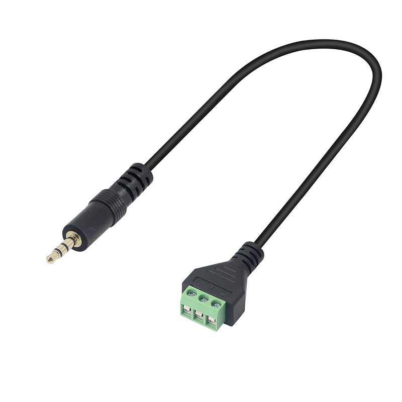 XMSJSIY 3.5mm Terminal Block Cable, 1/8 Inch TRS Stereo Solderless Screw Terminal Speaker Wire 3.5mm 3 Pole Male to 3Pin Bolt Headphone Balum Patch Cord (2 Pack-32CM) - Image 2
