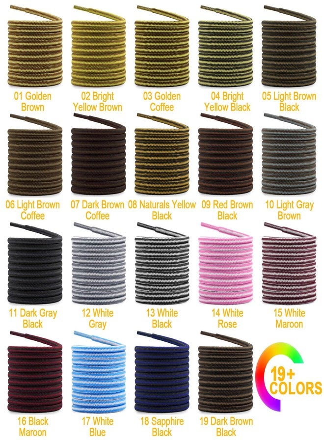 DELELE 2 Pair Round Boot Laces Outdoor Hiking Walking Shoelaces Red Brown Black Striped Shoe Lace Work Shoe Strings 55 inch - Image 4