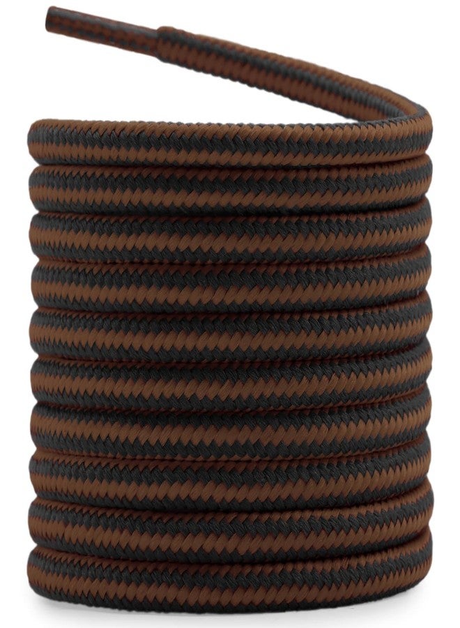 DELELE 2 Pair Round Boot Laces Outdoor Hiking Walking Shoelaces Red Brown Black Striped Shoe Lace Work Shoe Strings 55 inch - Image 1