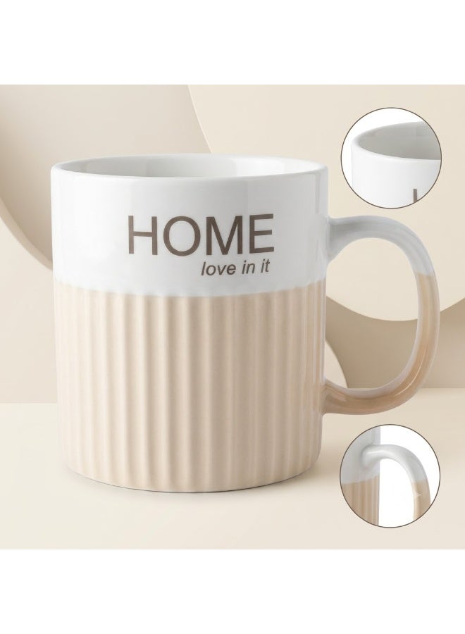 مج بورسلين مضلع بعبارة HOME ومقبض دائري، كوب قهوة وشاي ونسكافيه بتصميم عصري أنيق للمشروبات، قطعة واحدة - Image 2