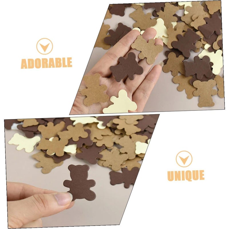 Bear Shaped Confetti 500pcs Kraft Paper Sprinkles Gender Neutral First Birthday Party Decorations - Image 4
