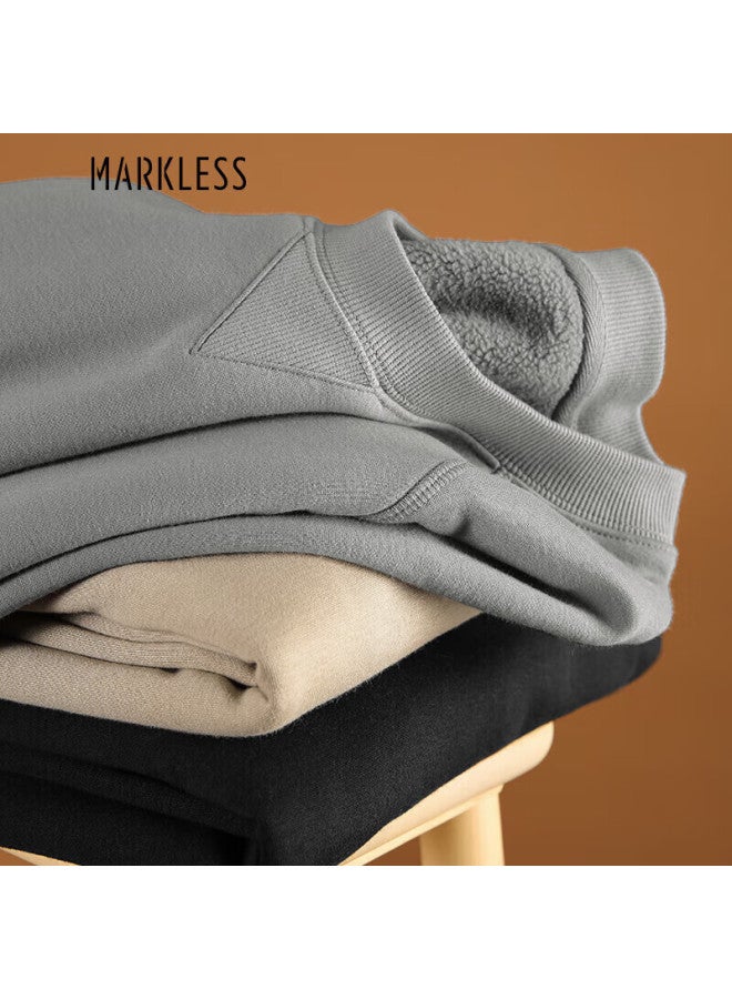 Markless Fleece-lined Sweatshirt For Men, High-tech Warmth Retention, Autumn And Winter Long-sleeve Base Layer, 2442 Rock Gray, M - Image 1
