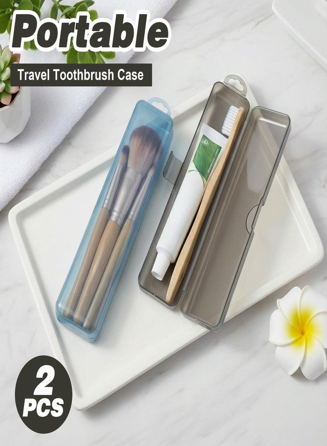 oruola 2 Pack Tooth Brush Travel Case,Toothbrush Case For Traveling,7.9 x 1.8 x 1.1 In Portable Plastic Toothbrushes Travels Holder with Secure Seal,Gray & Blue - Image 4