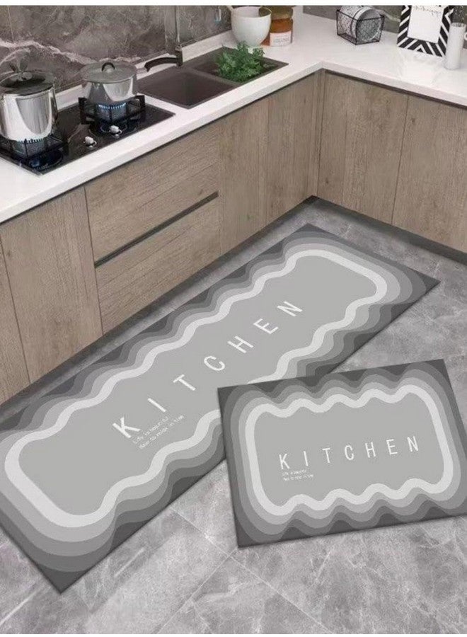 Home-Cloud حصائر مطبخ مطاطية HomeCloud للأرضية مجموعة من 2 قطعة | غير قابلة للانزلاق، سجادات ناعمة ماصة للمطبخ، وغسيل الملابس، والممرات | 118x38 سم، 38x58 سم | سمك 4 مم (3D_Kitchen_Grey) - Image 1