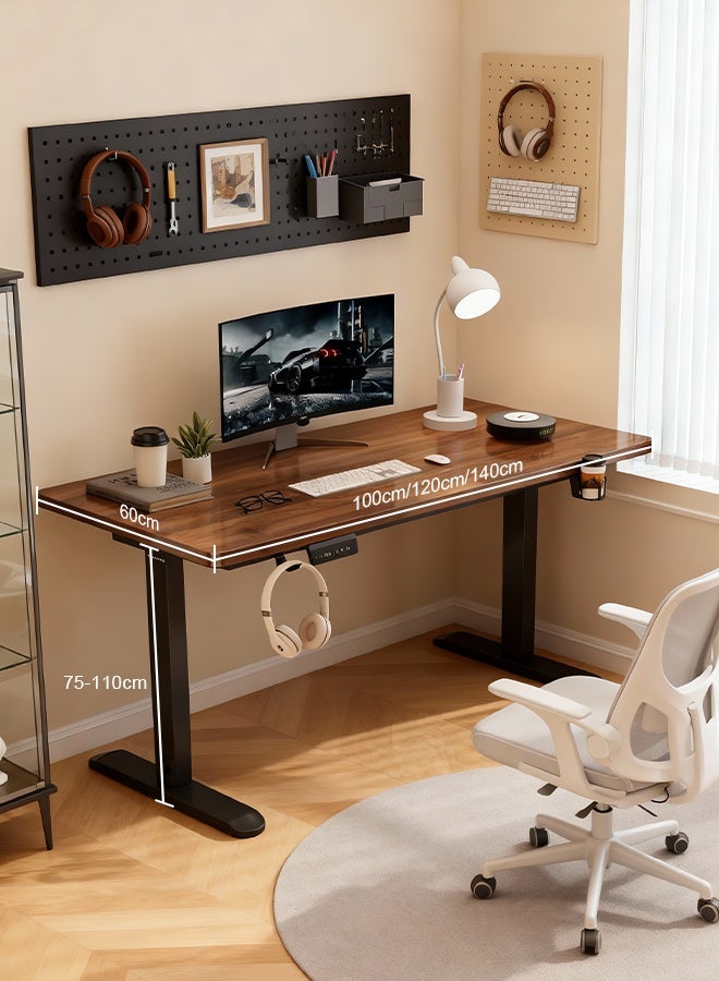 Electric Height Adjustable Standing Desk (Brown), 40/48/56x24 Inches Stand Up Desk Workstation, Ergonomic Computer Table Ideal for Home and Office - Image 2