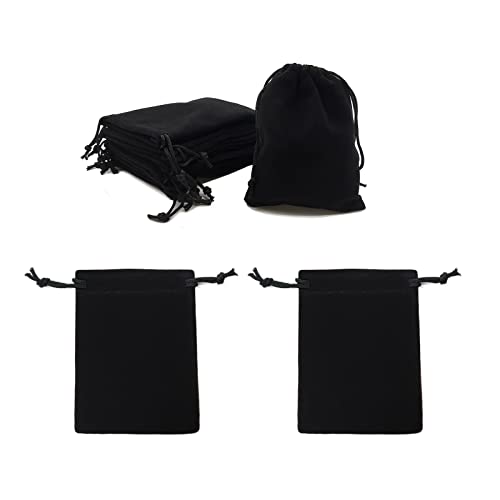 HOSL Small Velvet Bags with Drawstrings Black Jewelry Pouch Velvet Gift Bags Small for Earrings Bracelet Necklace Goodies Candy Festival Wedding Party Favor Baby Show Bag (3x4 Inch (Pack of 50)) - Image 1