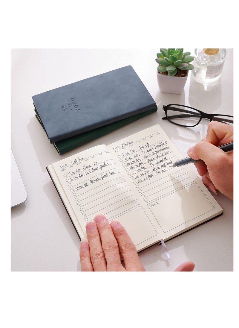 Generic 2 Pcs To Do List Notebook, 196 Pages Soft Leather Pocket Daily Planner to Do List Notepad for Work, Easily Organize Your Tasks And Boost Productivity, Undated Daily Planner for Students  - Image 2