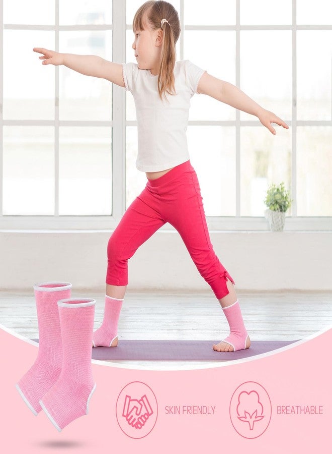 Haysandy 4 Pieces/ 2 Pair Kids Ankle Support Brace Elastic Kids Compression Socks Knitted Ankle Sleeve for Jogging Running Fitness (Pink,5-10 Years) - Image 4