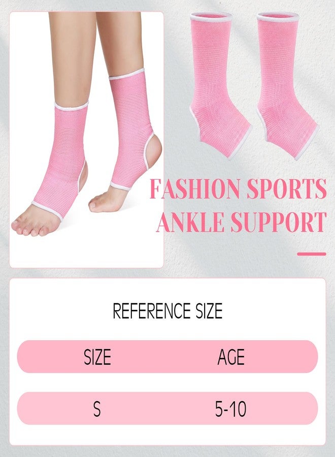 Haysandy 4 Pieces/ 2 Pair Kids Ankle Support Brace Elastic Kids Compression Socks Knitted Ankle Sleeve for Jogging Running Fitness (Pink,5-10 Years) - Image 3