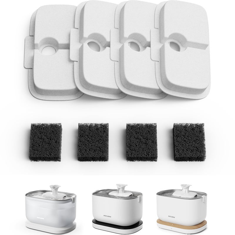 PETLIBRO 4 Packs Replacement Filters for Dockstream Cat Water Fountain PLWF105/PLWF115/PLWF005, 2 Months Set of Replacement Filters for Ultra Quiet Pet Water Fountain - Image 1