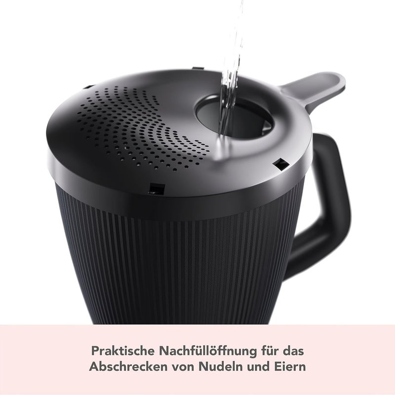 غطاء تصريف فلتر جهاز Thermomix TM7 الأسود مع مصفاة المعكرونة وشبكة السكب - Image 5