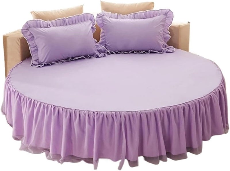 Ruffle Bed Skirt 3Pcs Cotton Round Bed Skirt Set for Home, Circle Sheet, Ruffles, Lace Bed Set(Color 2,3pcs Diameter 2.0m) - Image 2