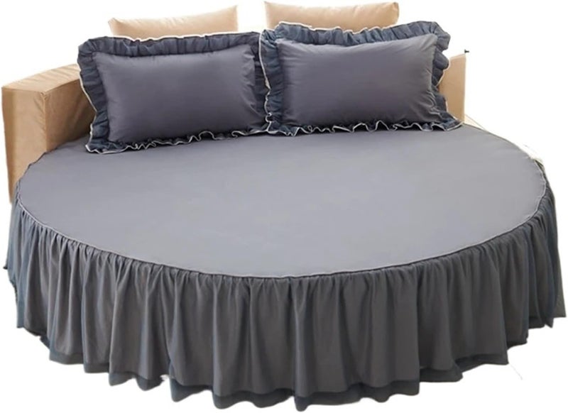 Ruffle Bed Skirt 3Pcs Cotton Round Bed Skirt Set for Home, Circle Sheet, Ruffles, Lace Bed Set(Color 2,3pcs Diameter 2.0m) - Image 1