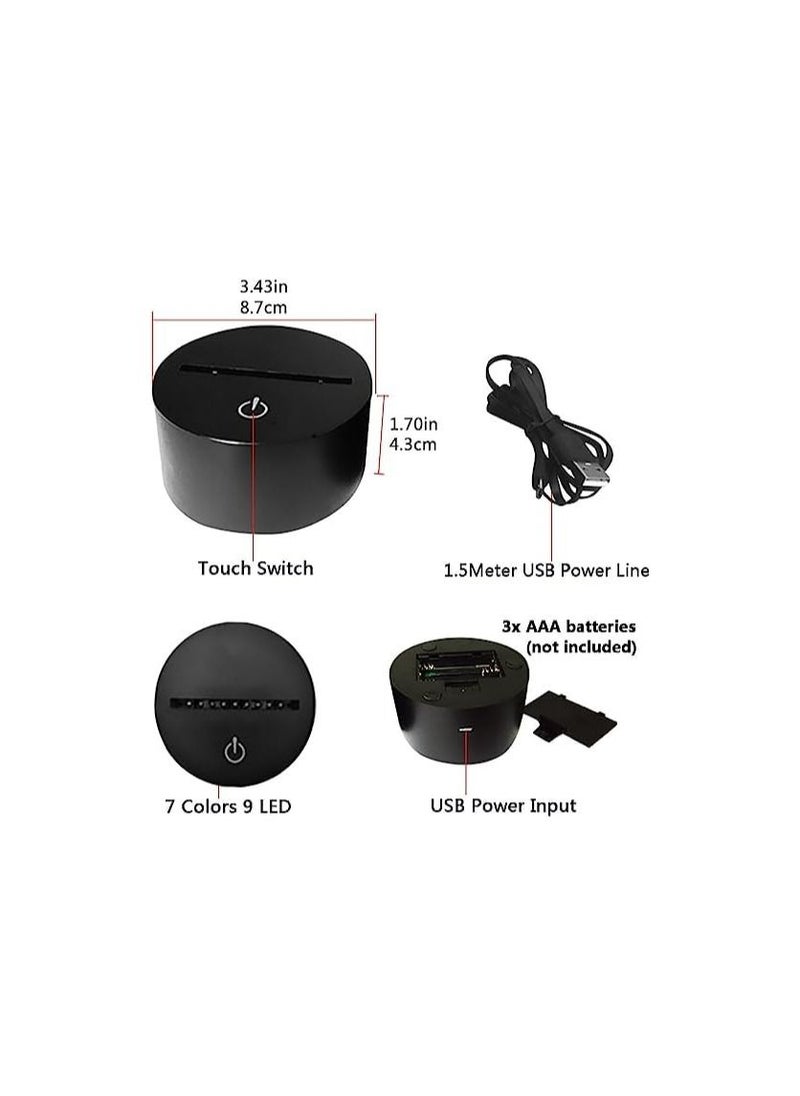 3D LED Illusion Lamp Night Light Optical Bedside Table Night Lights Illuminating Kids Lamp 7 Colour Changing Touch Button 1.5M USB Cable Decoration Desk Lamps Random Dog