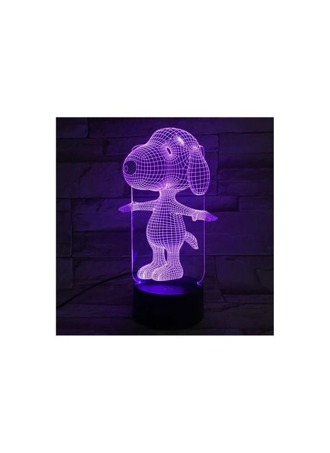 Spaceshoop 3D LED Illusion Lamp Night Light Optical Bedside Table Night Lights Illuminating Kids Lamp 7 Colour Changing Touch Button 1.5M USB Cable Decoration Desk Lamps Random Dog  - Image 2