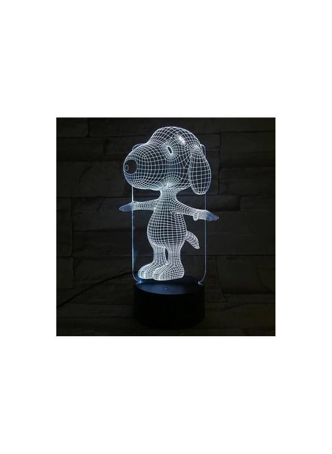 Spaceshoop 3D LED Illusion Lamp Night Light Optical Bedside Table Night Lights Illuminating Kids Lamp 7 Colour Changing Touch Button 1.5M USB Cable Decoration Desk Lamps Random Dog  - Image 3