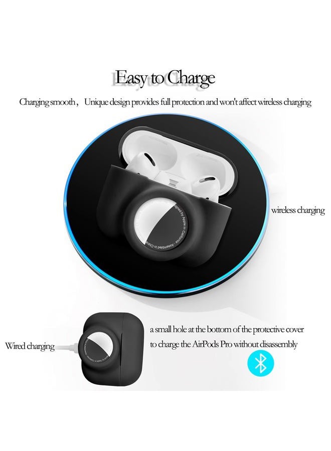 Iqimott 2 in 1 Protective Skin Case Compatible for Airpods Pro and Airtag Case Combo Set, Silicone GPS Tracker Cover Holder, Soft Shock-Proof Anti-Scratch Anti-Lost(Black) - Image 5