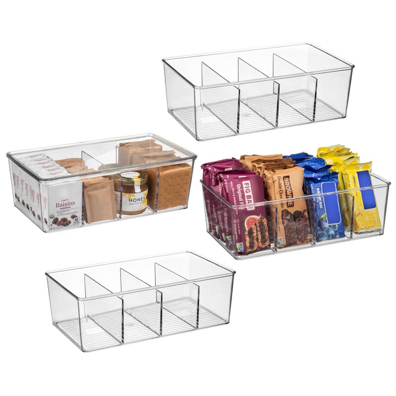 ClearSpace Pantry Organization and Storage Bins with Removable Dividers & Lids â€“ Perfect Pantry Organizers or Kitchen Organization â€“ Refrigerator Organizer Bins, Cabinet Organizers, 4 Pack - Image 1