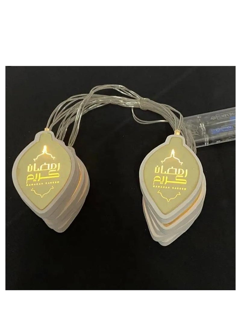 Ramadan New LED Leaf Shape Lamp String EID Home Decoration White 100cm - Image 2