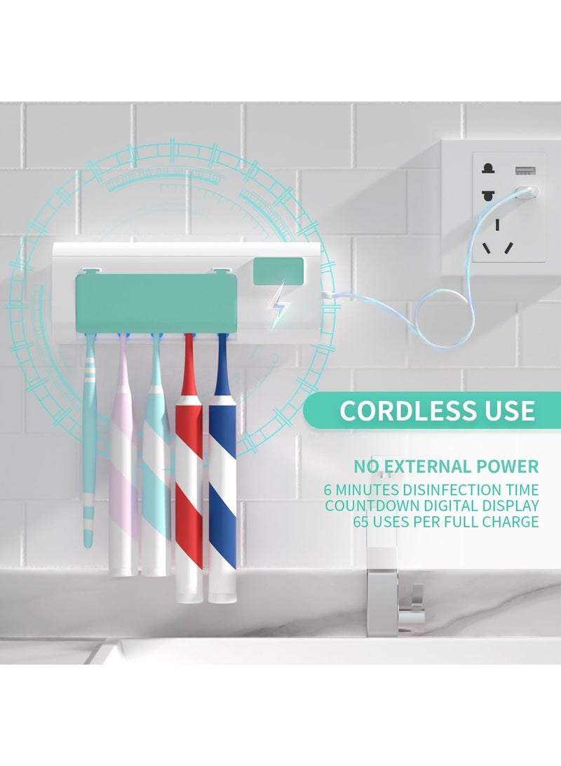 Hihonor Toothbrush Holders, Wall Mounted Electric Toothbrush Holders for Bathrooms 5 Toothbrush Holder Slots with Light, Electric Tooth Brushing Holder & 6 mim Timed Cleaning Bathroom Accessories, Green - Image 5