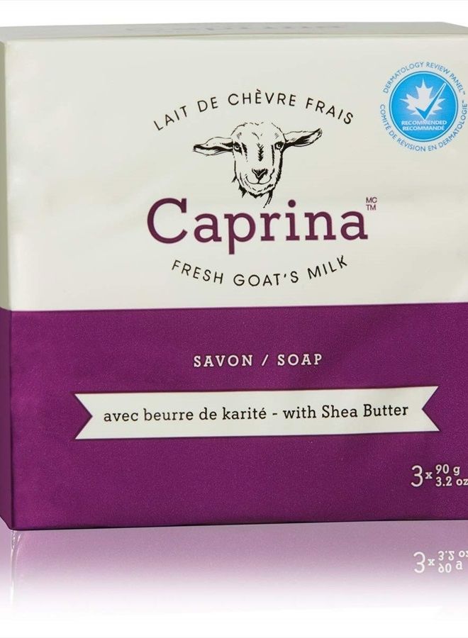 Caprina by Canus Caprina Fresh Goat's Milk Soap Bar, Shea Butter, 3.2 oz (3 Pack), Cleanses Without Drying, Biodegradable Soap, Moisturizing, Vitamin A, B2, B3, and More - Image 2