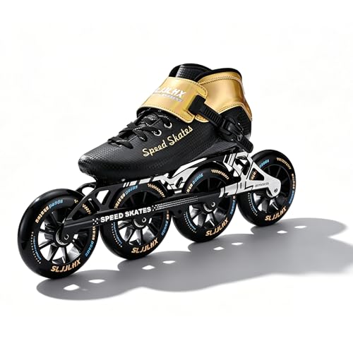 SLJJLHX Inline Speed Skates for Men WomenProfessional Carbon Fibre Roller Skates Blades Adult Male Female High Performance Racing Skates for Marathon Racing Outdoor FitnessBlack - Image 1