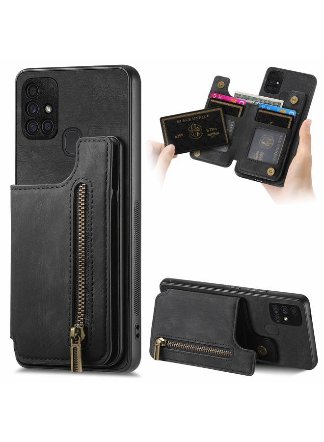 The Bros Case For Samsung Galaxy A71 5G Retro Leather Zipper Wallet Back Phone Case