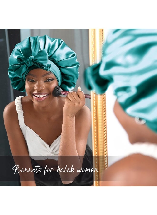 Satin Ribbon Oversized Bow Hair Care Bonnet for Women - Sleep Cap and Postpartum Headscarf - Image 2