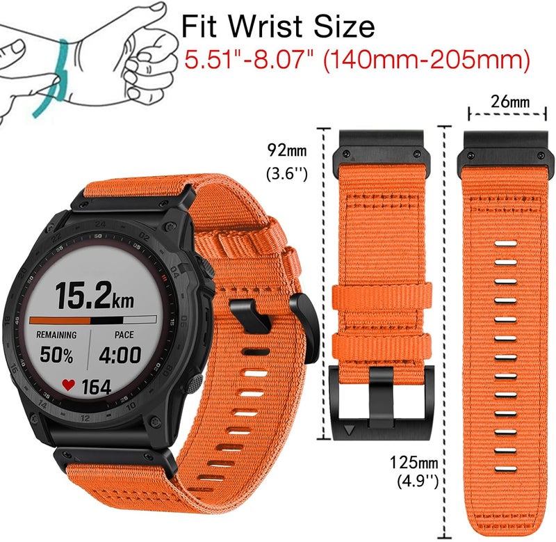 Abanen Rugged Nylon Watch Bands for Garmin Fenix 7X / Fenix 6X / Fenix 5X/Enduro 2, Quick Fit 26mm Adjustable Woven Nylon Sports Wrist Strap with Stainless Steel Clasp for Tactix 7 Pro, epix Pro 51mm - Image 5
